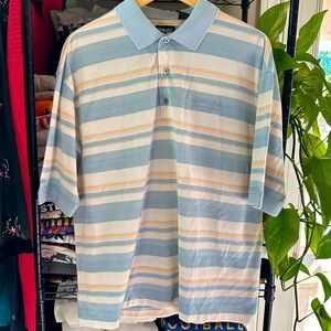 Ping Men's Polo Shirt - Blue and Cream Stripes